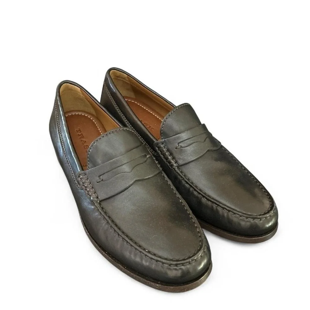 NWOT TRASK Sheepskin Leather loafers Mens US10 Leather Soles/Lining/Stacked Heel